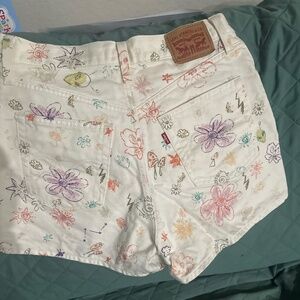 Levis High Waisted Space Doodle Jean Shorts